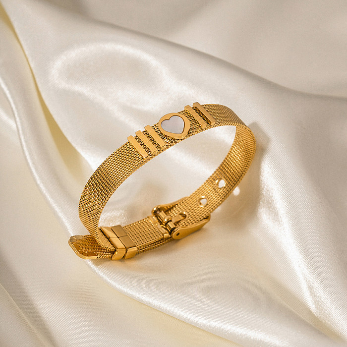 Bracelet décontracté en forme de cœur avec incrustation en acier inoxydable, style INS