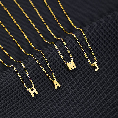 Einfache Halskette mit Buchstaben-Anhänger aus Edelstahl mit Edelstahlbeschichtung, 1 Stück
