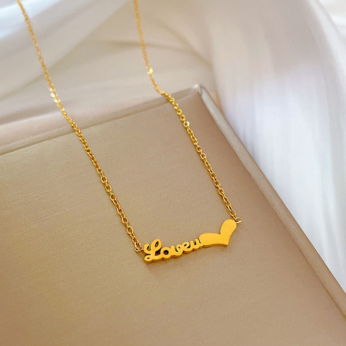 Fashion Letter Stainless Steel Gold Plated Necklace