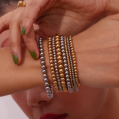 Bracelets de perles ronds en acier inoxydable à la mode