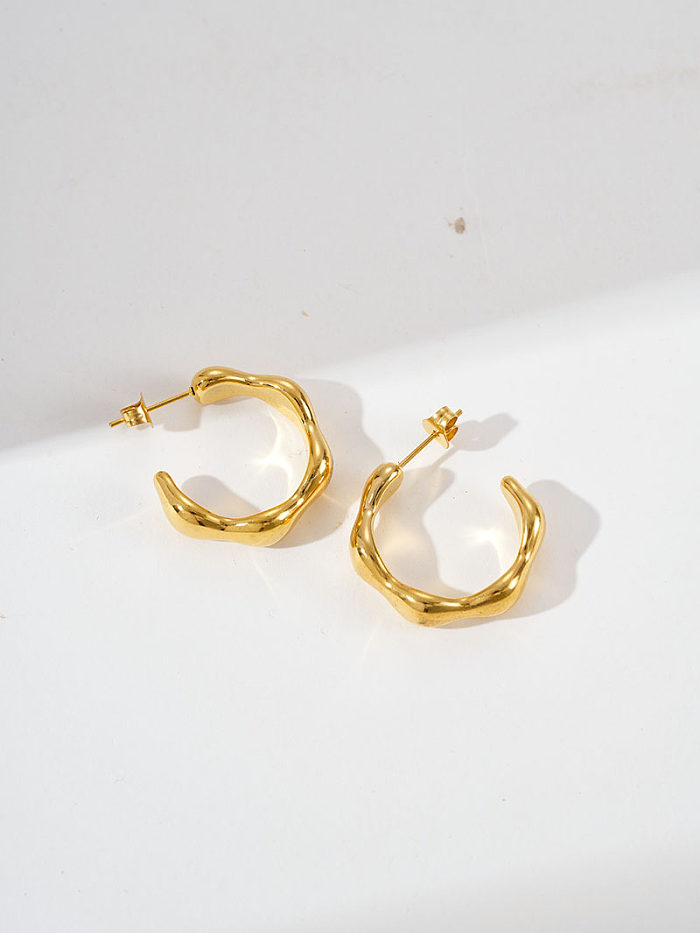 1 Pair Modern Style Artistic Commute C Shape Plating Stainless Steel  Gold Plated Earrings