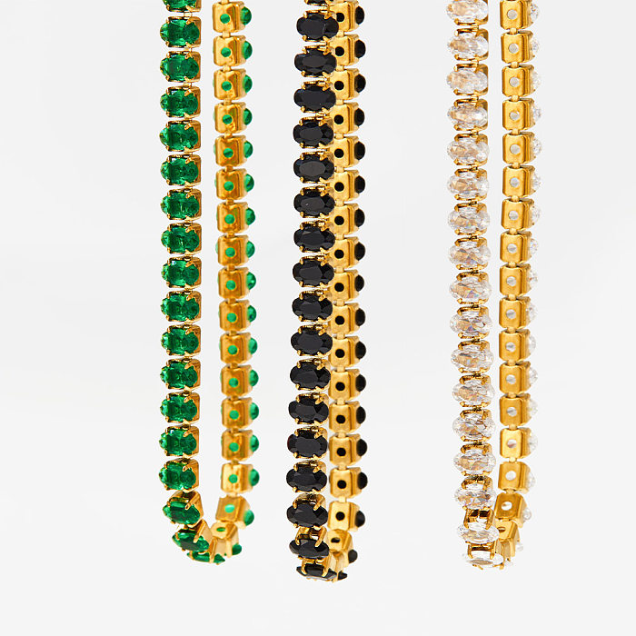 Wholesale Retro Geometric Stainless Steel Zircon Bracelets