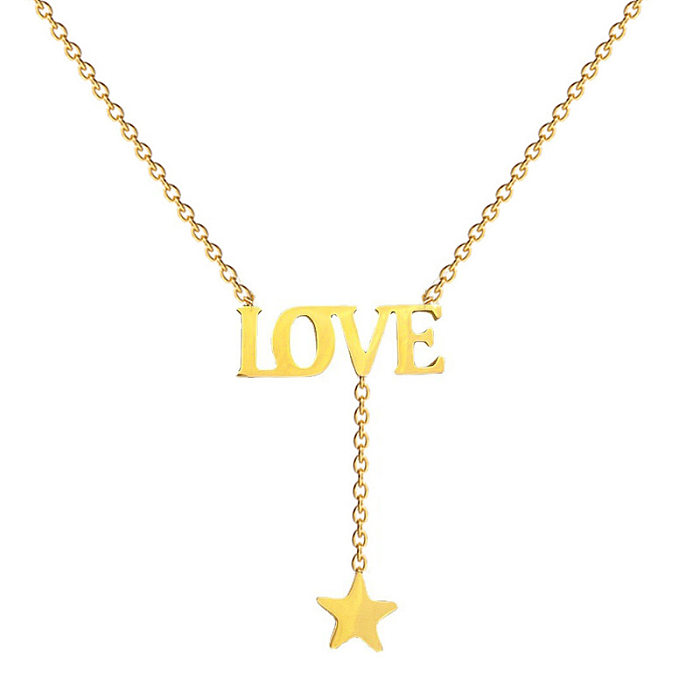 Simple Style Love Star Stainless Steel Plating Necklace