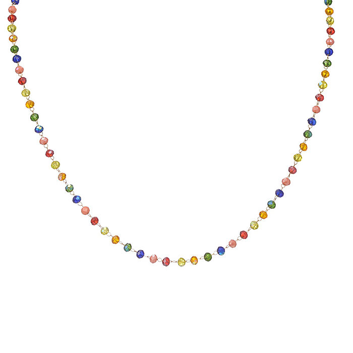 Schlichter Stil, mehrfarbige Halskette mit Edelstahlbeschichtung, 1 Stück