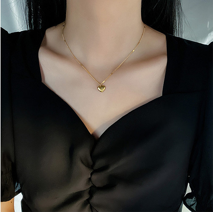 Mode einfache herzförmige Anhänger Edelstahl Halskette