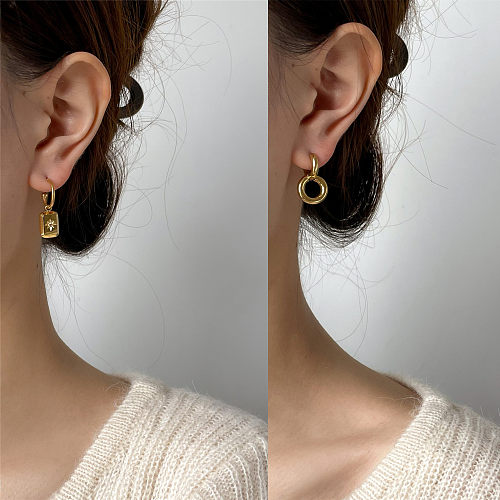 1 paire de boucles d'oreilles plaquées en acier inoxydable, Style Simple, hexagramme