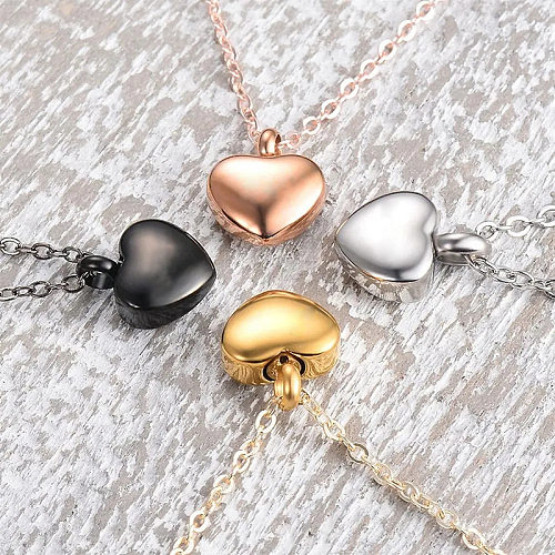 Simple Style Heart Shape Stainless Steel  Polishing Pendant Necklace