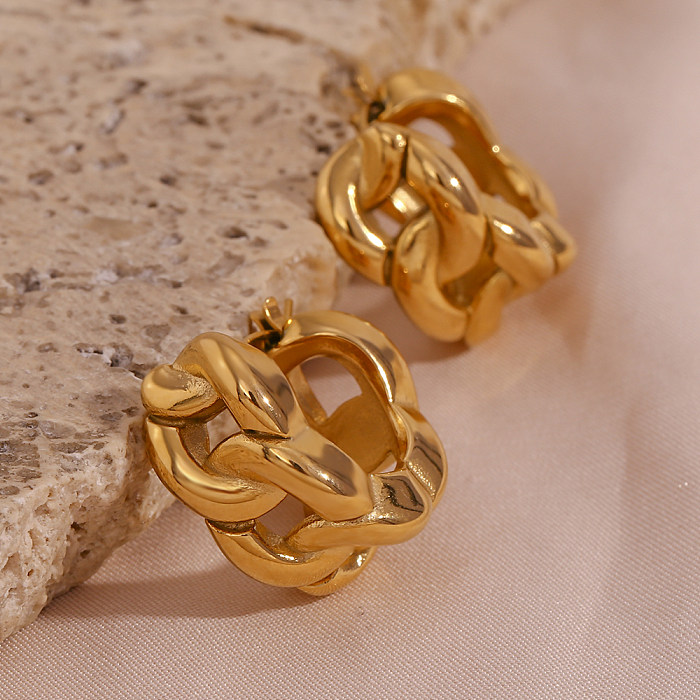 1 Pair Simple Style U Shape Stainless Steel  Plating 18K Gold Plated Earrings