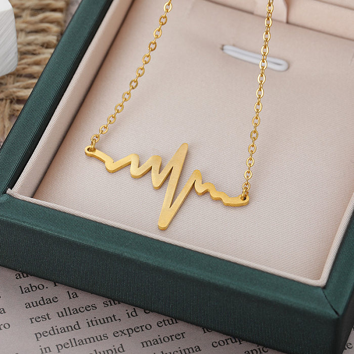 Simple Style Electrocardiogram Stainless Steel  Stainless Steel Plating Necklace