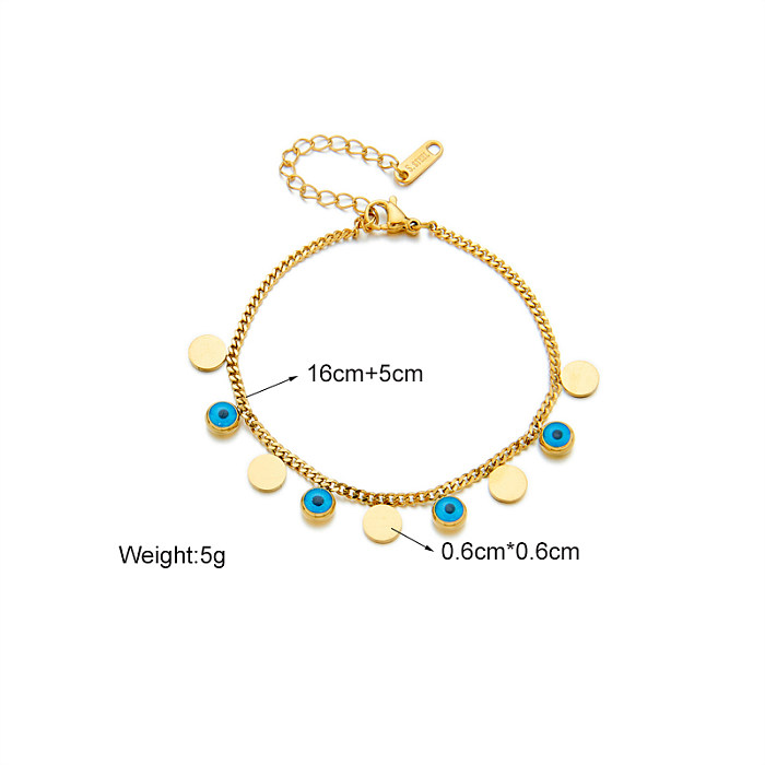 Basic Eye Titanium Steel Enamel Gold Plated Bracelets 1 Piece