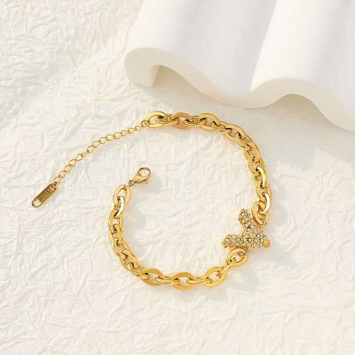 Bracelets en Zircon plaqué or, lettre pentagramme de Style moderne et Simple, en acier inoxydable, en vrac