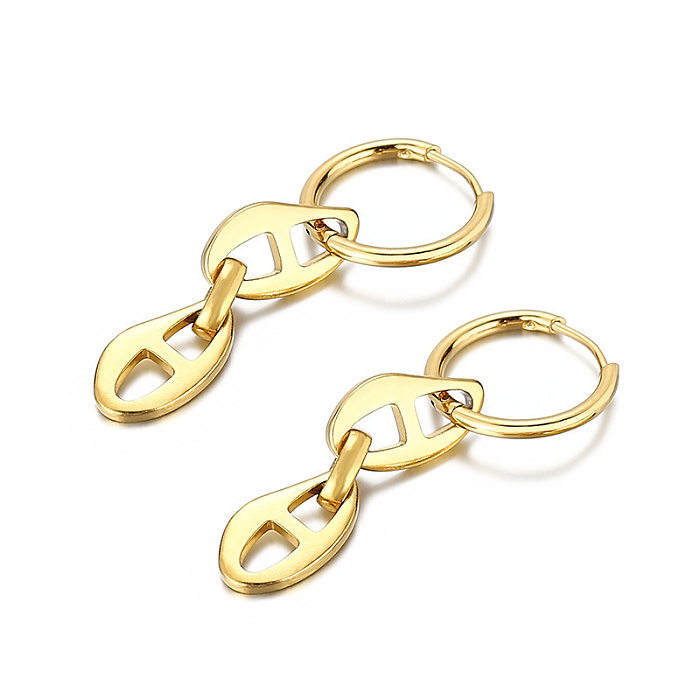 Fashion Stainless Steel  Day Chain Earrings Simple Retro Women's Ear Chain Ear Ring Jewelry