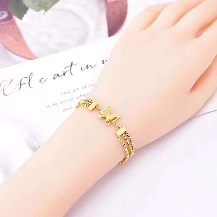 Casual Roman Style Butterfly Titanium Steel Plating 18K Gold Plated Bracelets