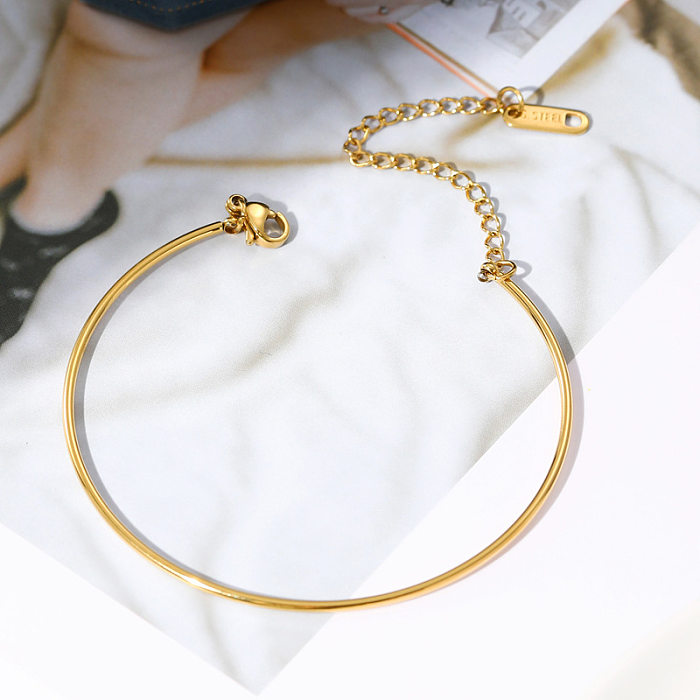Simple Style Solid Color Titanium Steel Plating Bangle 1 Piece