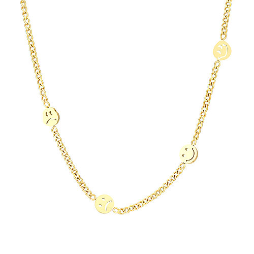 Classic Style Smiley Face Stainless Steel Plating 18K Gold Plated Necklace