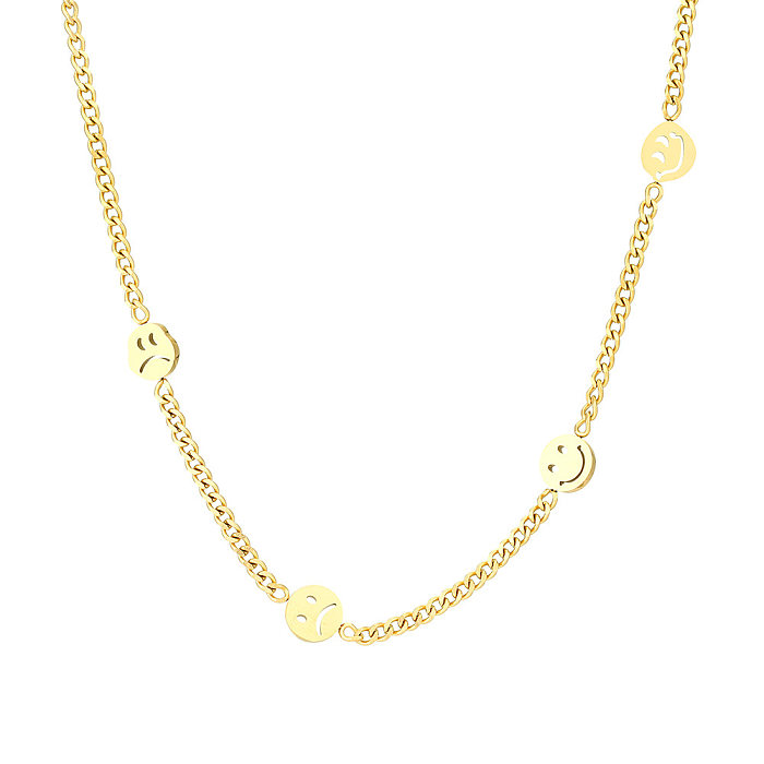 Classic Style Smiley Face Stainless Steel Plating 18K Gold Plated Necklace