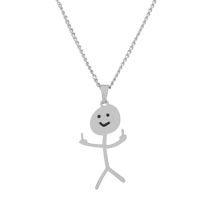 Collier avec pendentif en acier inoxydable, Style Simple, personnage de dessin animé, placage, colliers en acier inoxydable, 1 pièce
