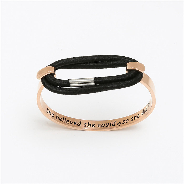 Wholesale Simple Style Classic Style Letter Stainless Steel Plating Rose Gold Plated Bangle