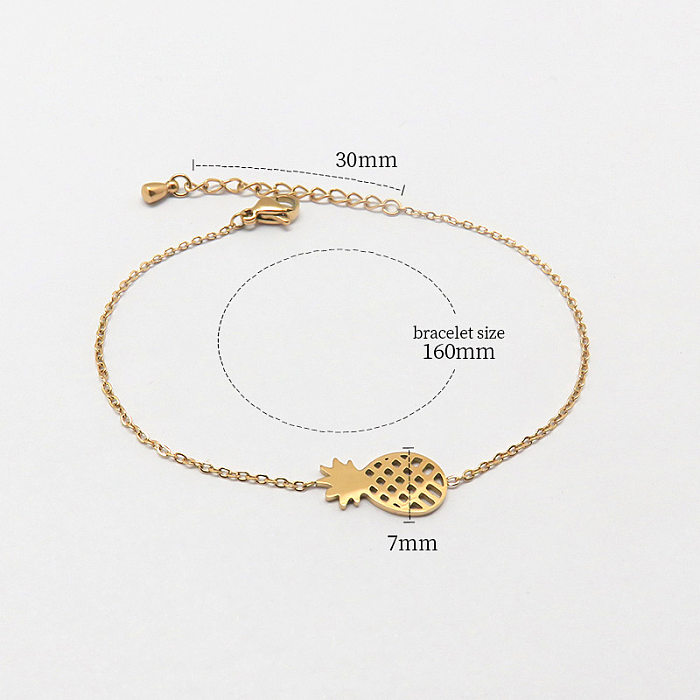 Simple Style Classic Style Palm Infinity Pineapple Stainless Steel Inlay Zircon Bracelets