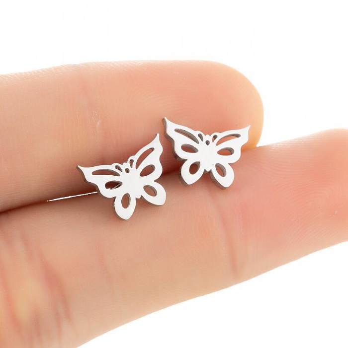 1 Pair Casual Butterfly Stainless Steel  Plating Ear Studs