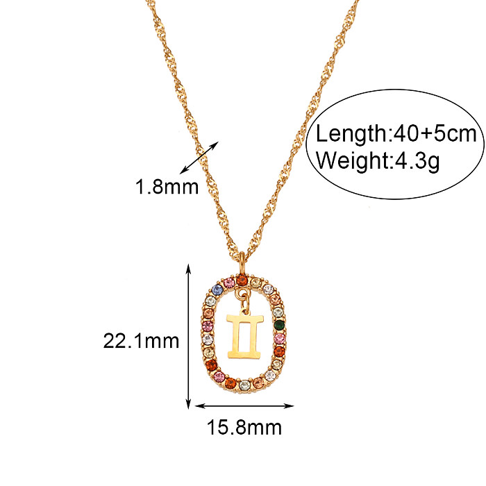 Vintage Style Simple Style Classic Style Constellation Stainless Steel  Plating Inlay Rhinestones 18K Gold Plated Pendant Necklace