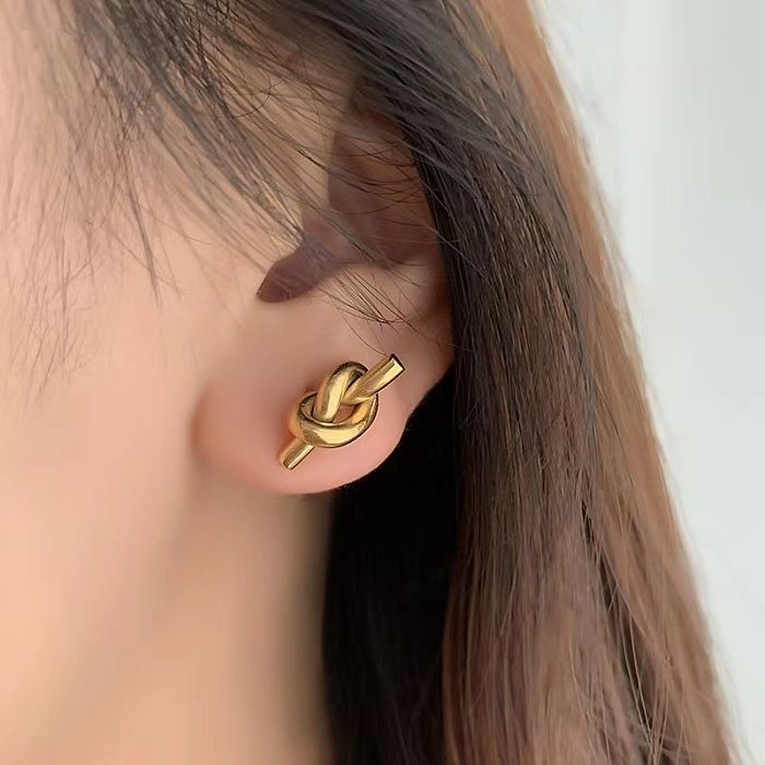 Boucles d'oreilles géométriques à la mode en acier inoxydable, 1 paire