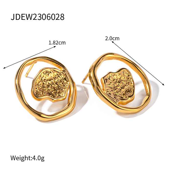 1 Pair Retro Korean Style Geometric Plating Stainless Steel  18K Gold Plated Ear Studs