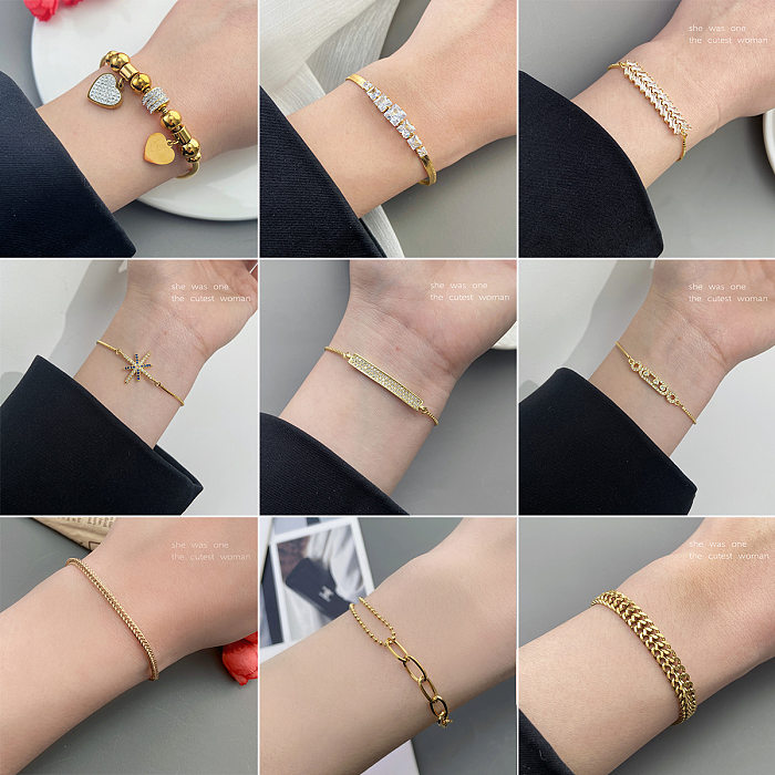 Simple Style Geometric Stainless Steel Plating Inlay Artificial Pearls Bracelets