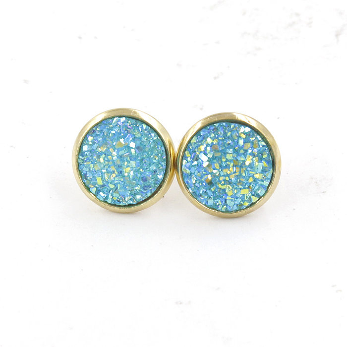 1 Pair IG Style Simple Style Round Plating Stainless Steel  Gold Plated Ear Studs