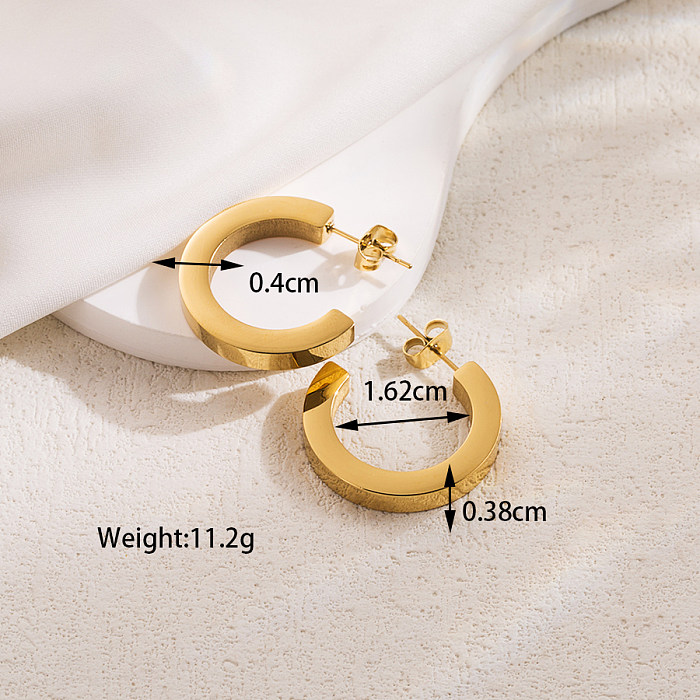 1 Pair IG Style Basic Cool Style Solid Color Plating Stainless Steel  18K Gold Plated Earrings Ear Studs
