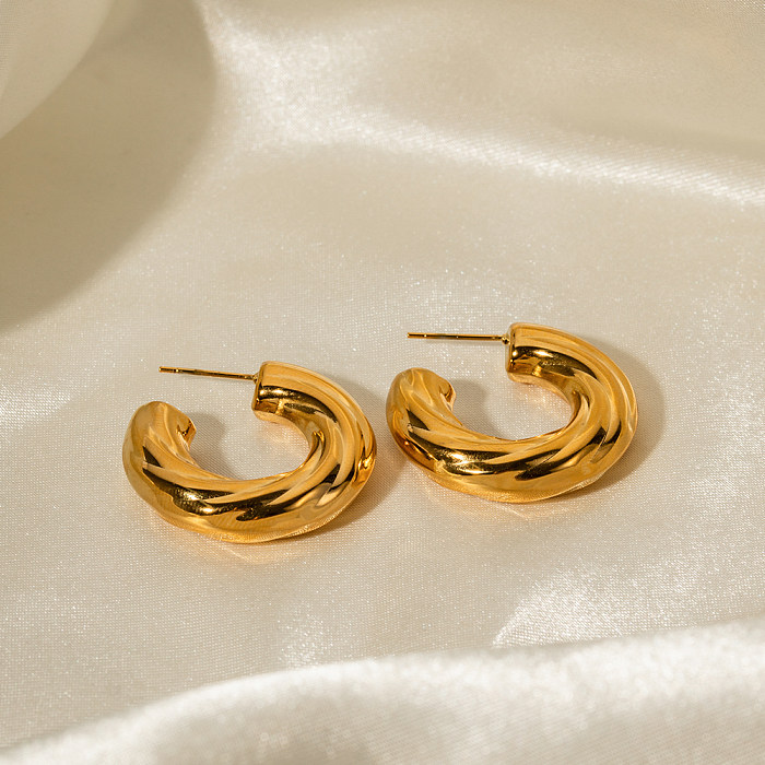 1 Pair IG Style C Shape Plating Stainless Steel  18K Gold Plated Ear Studs