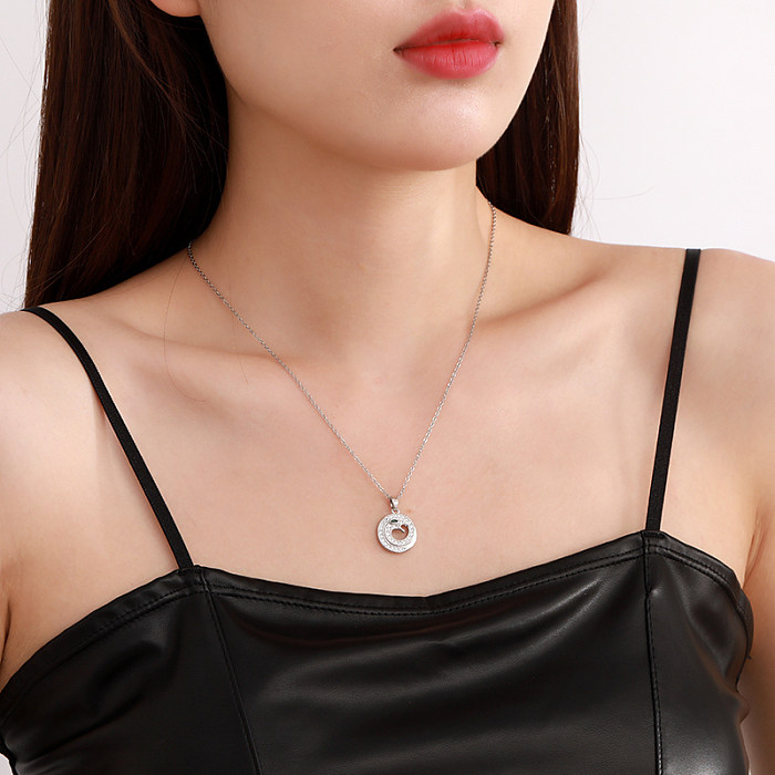 Casual Streetwear Snake Stainless Steel  Plating Inlay Zircon Silver Plated Pendant Necklace