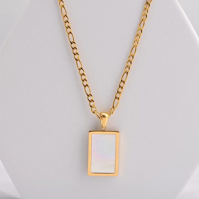Wholesale Simple Style Rectangle Stainless Steel  Shell Pendant Necklace