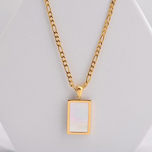 Wholesale Simple Style Rectangle Stainless Steel  Shell Pendant Necklace