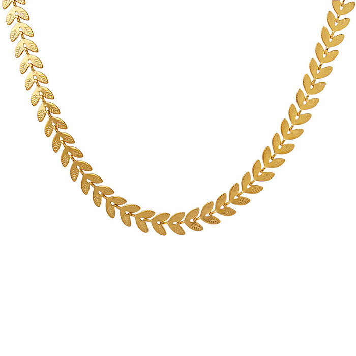 Hip-Hop Simple Style Leaf Stainless Steel Plating Gold Plated Necklace
