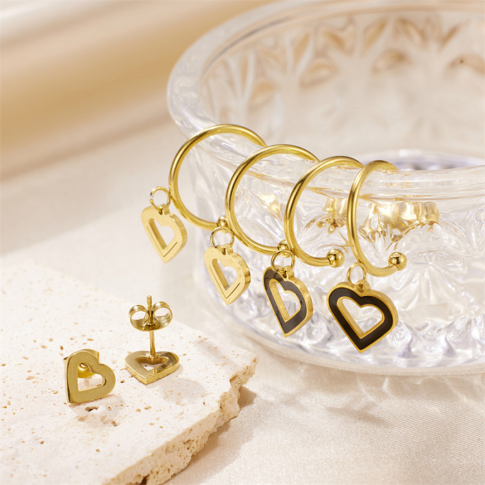 1 Set IG Style Simple Style Herzform Polierbeschichtung Edelstahl 18K vergoldete Ohrringe