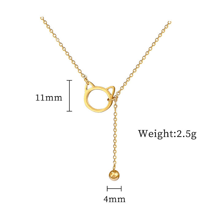IG Style Simple Style Cat Stainless Steel Tassel Plating Gold Plated Pendant Necklace