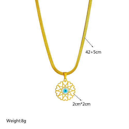Vintage Style Heart Shape Eye Stainless Steel Plating Pendant Necklace