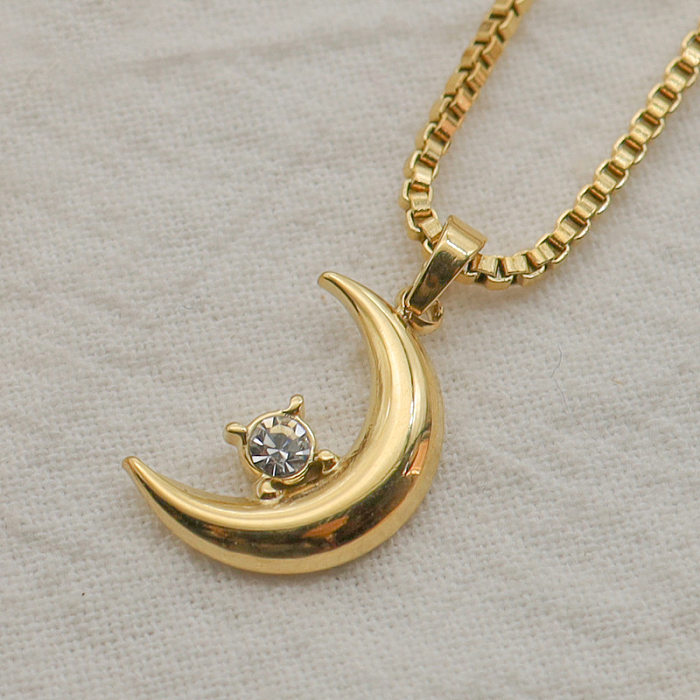 Women'S Fashion Simple Style Star Moon Heart Stainless Steel  Necklace Plating