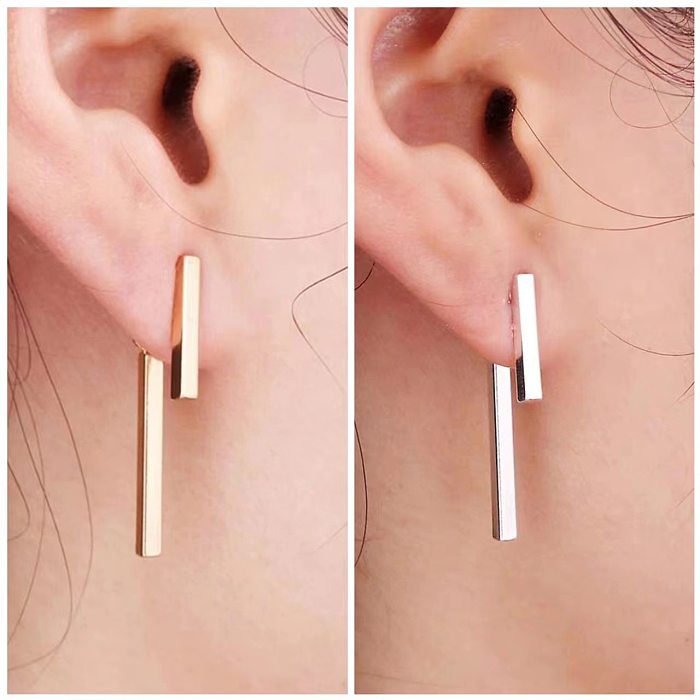 1 paire de boucles d'oreilles en acier inoxydable à placage géométrique, Style Simple