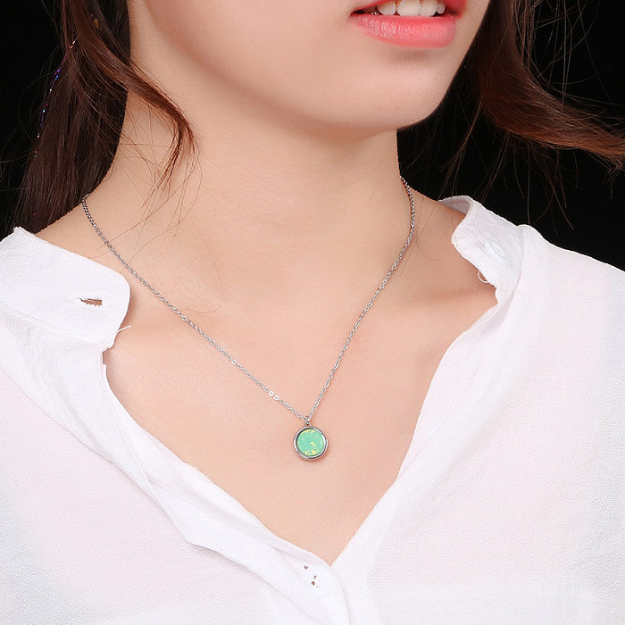 Collier coréen avec pendentif en Zircon multicolore, en acier inoxydable, vente en gros de bijoux