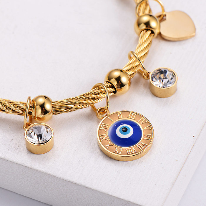 Moda Devil'S Eye pulseira de aço inoxidável com strass de metal pulseiras de aço inoxidável