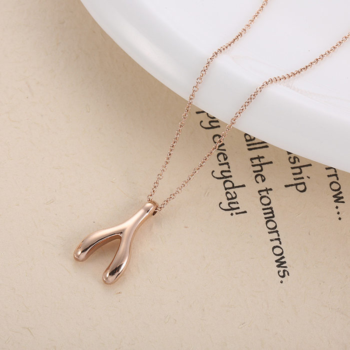 Fashion Antlers Stainless Steel Plating Pendant Necklace