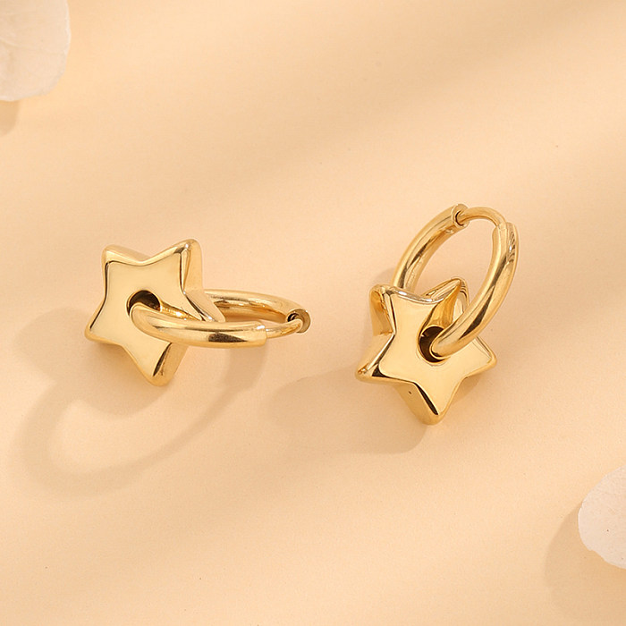 1 Pair Casual Elegant Simple Style Star Polishing Plating Stainless Steel 18K Gold Plated Earrings