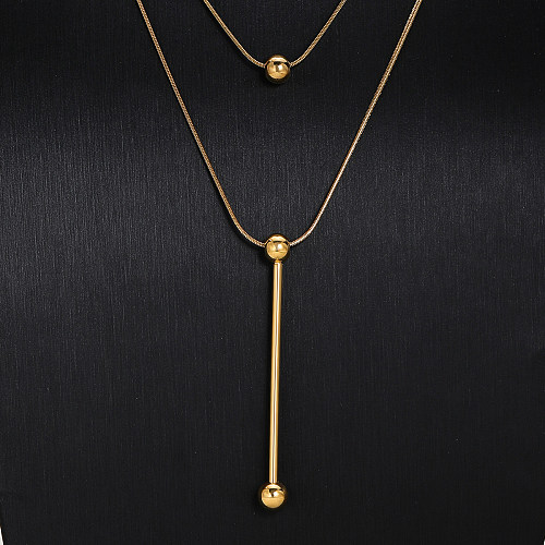 Elegante estilo moderno estilo simples cor sólida chapeamento de aço inoxidável colares banhados a ouro 18K em camadas