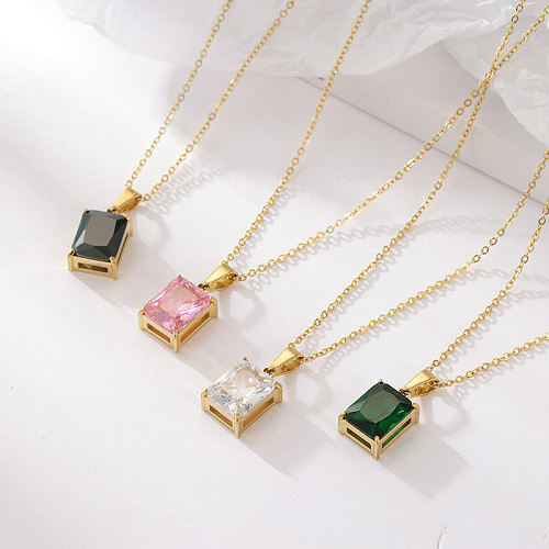 Fashion Geometric Stainless Steel Necklace Inlay Zircon Stainless Steel  Necklaces
