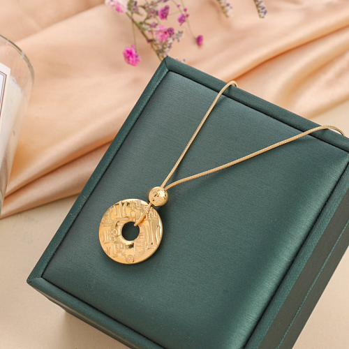 Classic Style Round Stainless Steel Pendant Necklace