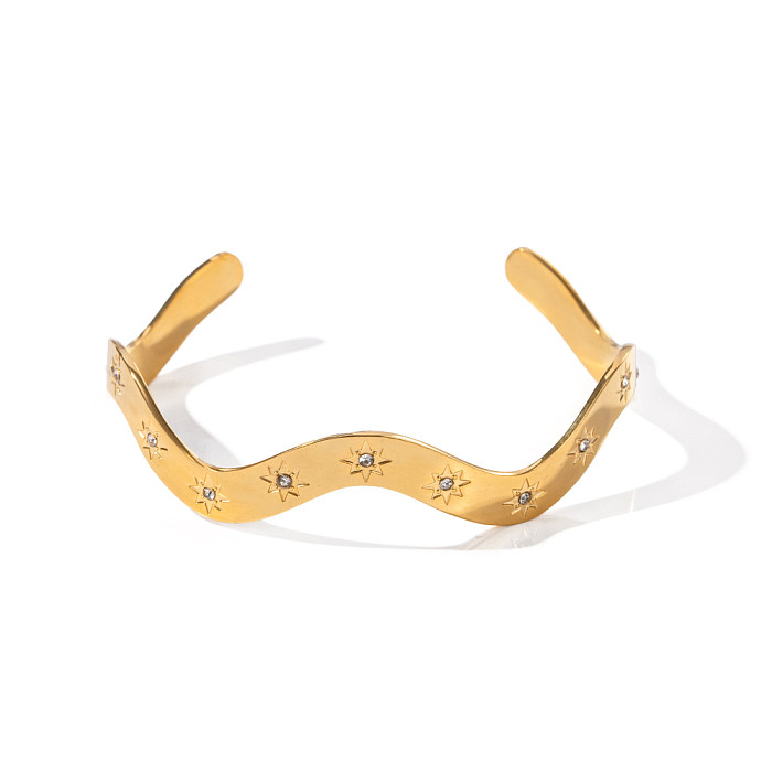 Commute Solid Color Stainless Steel Plating 18K Gold Plated Bangle