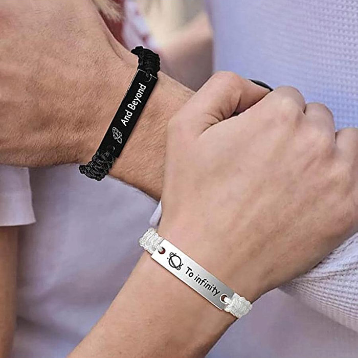 Simple Style Letter Stainless Steel Rope Braid Wristband