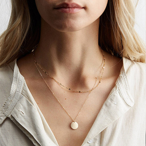 Simple Style Round Stainless Steel Layered Necklaces